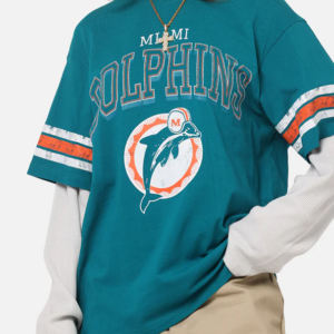 Miami Dolphins Waffle Mock Layer Long Sleeve T-Shirt